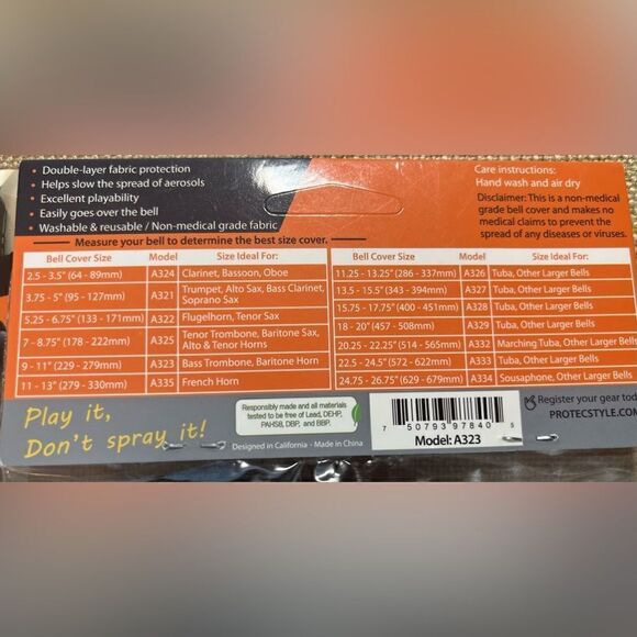 protec Lot of (2) Instrument Bell Cover Model 323 Baritone Mellophone 9-11" NEW - Picture 3 of 3